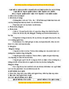 Giáo án Tin học 3 Cánh diều Bài 2: Thực hiện một việc tùy thuộc vào điều kiện