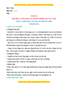 Giáo án Toán 3 Kết nối tri thức Tuần 33: Khả năng xảy ra của một sự việc