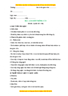 Giáo án Công nghệ 7 Bài 2 (Kết nối tri thức): Làm đất trồng cây