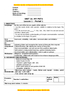 Giáo án Unit 16 Tiếng anh 3 global success