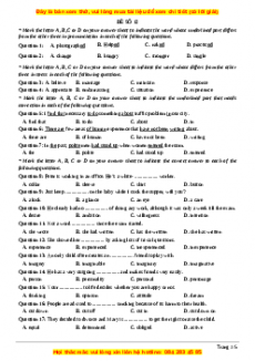 Đề thi thử THPT Quốc Gia môn Tiếng Anh có đáp án ( đề 12 ) - thầy Bùi Văn Vinh