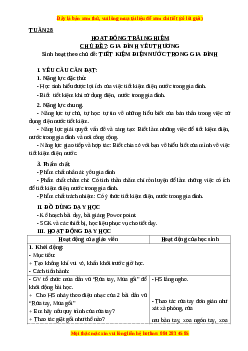 Giáo án HĐTN lớp 3 Tuần 28 Cánh diều: Tiết kiệm điện nước trong gia đình