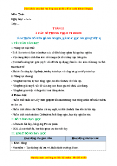 Giáo án Toán 3 Cánh diều Tuần 22: Làm tròn số đến hàng nghìn, hàng chục nghìn