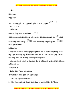 Giáo án Căn thức bậc hai và hằng đẳng thức Toán 9 Học kì 1