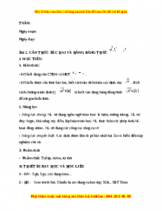 Giáo án Căn thức bậc hai và hằng đẳng thức Toán 9 Học kì 1