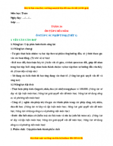 Giáo án Ôn tập các phép tính Toán 3 Chân trời sáng tạo