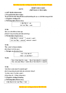 Phần I - Unit 8:SPORTS AND GAMES - Chương trình thí điểm