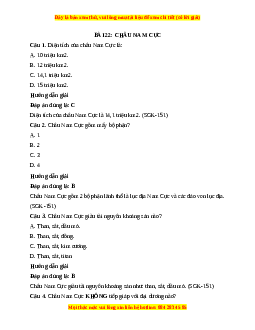 Trắc nghiệm Bài 22: Châu Nam Cực