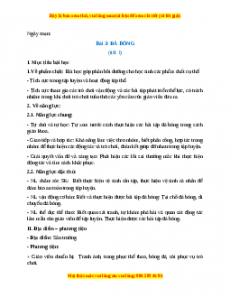 Giáo án Bài 3: Đá bóng Giáo dục thể chất lớp 1 Chân trời sáng tạo
