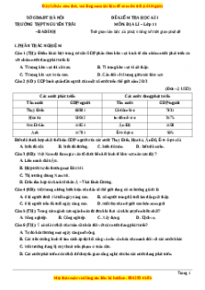 Đề thi học kì 1 Địa lý 11 trường THPT Nguyễn Trãi - Ba Đình - Hà Nội