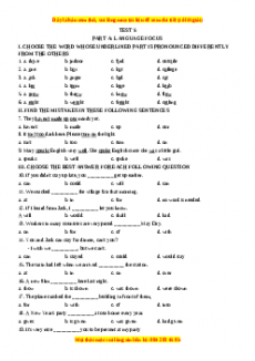 Test 5 - Bộ đề bồi dưỡng học sinh giỏi tiếng Anh toàn diện lớp 6 - Giáo viên Linh Đan