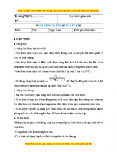 Giáo án Mol và tỉ chất khối khí Hóa học 8 Kết nối tri thức