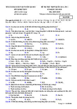 Đề thi thử Hóa học Sở Tuyên Quang lần 1 năm 2023