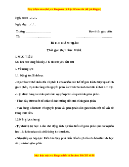 Giáo án Bài 14: Giảm phân Sinh học 10 Cánh diều