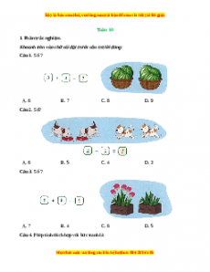 Phiếu bài tập cuối tuần Toán lớp 1 Tuần 10 Kết nối tri thức
