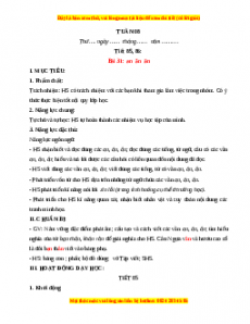 Giáo án Tuần 8 Tiếng việt lớp 1 Kết nối tri thức