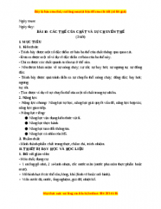 Giáo án Bài 10 KHTN 6 Kết nối tri thức (2024): Các thể của chất và sự chuyển thể của chất
