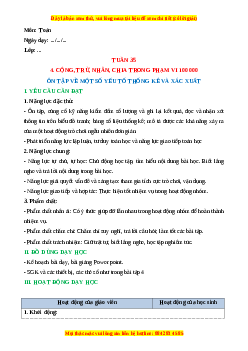 Giáo án Toán 3 Cánh diều Tuần 35: Ôn tập vè một số yếu tố thông kê và xác xuất