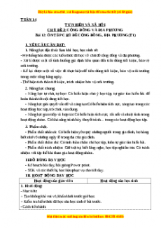 Giáo án Tự nhiên và xã hội 3 Kết nối tri thức Bài 12: Ôn tập chủ đề cộng đồng, địa phương