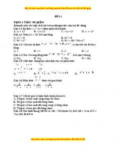 Đề thi cuối học kì 1 Toán 8 năm 2022 - 2023 - Đề 14
