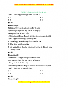 Trắc nghiệm Bài 10: Phòng và trị bệnh cho vật nuôi