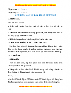 Giáo án Mĩ thuật 1 Kết nối tri thức Chủ đề 5: Màu cơ bản trong Mĩ thuật