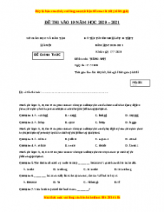 Đề luyện thi vào 10 môn Tiếng anh năm 2023 có đáp án (Đề 17)