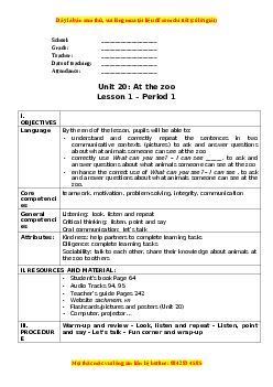 Giáo án Unit 20 Tiếng anh 3 global success