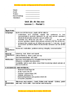 Giáo án Unit 20 Tiếng anh 3 global success