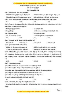 Đề thi thử THPT Quốc Gia môn Sinh học có đáp án ( đề 5 ) - thầy Nguyễn Đức Hải