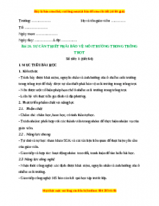 Giáo án Công nghệ 10 (Kết nối tri thức) Bài 26: Sự cần thiết phải bảo vệ môi trường trong trồng trọt