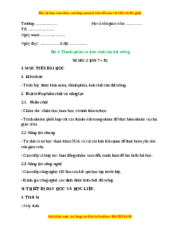 Giáo án Bài 4: Thành phần và tính chất của đất trồng Công nghệ 10 Cánh diều