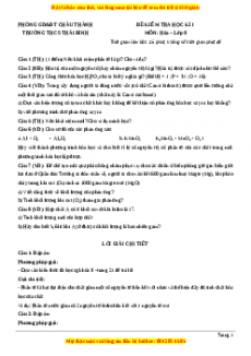 Đề thi học kì 1 Hóa lớp 8 năm 2023 trường THCS Thái Bình - Châu Thành