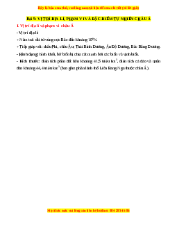 Lý thuyết Địa lý 7 Cánh diều Bài 5: Vị trí địa lí, phạm vi và đặc điểm tự nhên của Châu Á