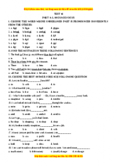 Test 16 - Bộ đề bồi dưỡng học sinh giỏi tiếng Anh toàn diện lớp 6 - Giáo viên Linh Đan