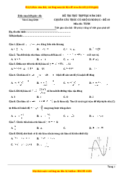 Đề thi thử THPT Quốc Gia môn Toán có đáp án (đề 10 )  - thầy Trần Công Diệu