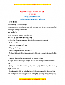 Giáo án HĐTN  1 Cánh diều Tuần 33