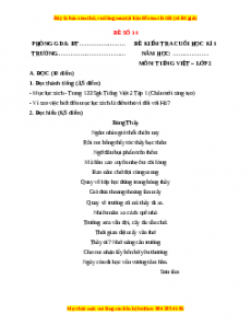 Đề thi học kì 1 Tiếng Việt lớp 2 Chân trời sáng tạo - Đề 14