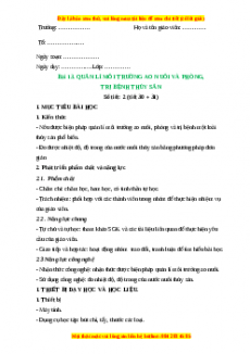 Giáo án Công nghệ 7 Cánh diều Bài 13: Quản lý môi trường ao nuôi và phòng, trị bệnh thủy sản
