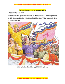 Lý thuyết Lịch sử 7 Cánh diều Bài 20: Việt Nam thời Lê Sơ (1428-1527)