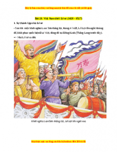 Lý thuyết Lịch sử 7 Cánh diều Bài 20: Việt Nam thời Lê Sơ (1428-1527)