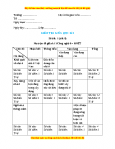 Giáo án Công nghệ 6 Kiểm tra giữa học kì 1 (Kết nối tri thức)