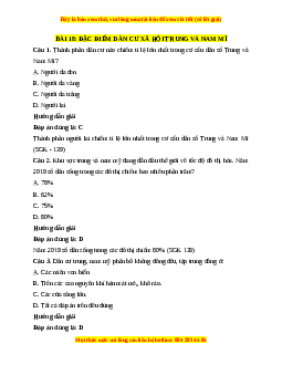 Trắc nghiệm Bài 18: Đặc điểm dân cư, xã hội Trung và Nam Mỹ