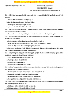 Đề thi cuối kì 1 Lịch sử 12 năm 2023 Trường THPT Chu Văn An - Hà Nội