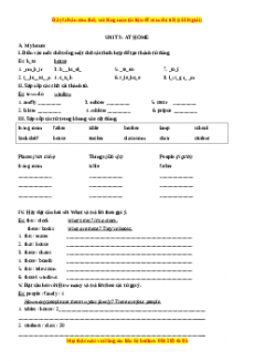 Bài tập Unit 3: AT HOME - Giáo viên Mai Lan Hương đầy đủ đáp án