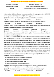 Đề thi học kì 1 Tiếng anh 12 năm 2022 - 2023 (Đề 22)
