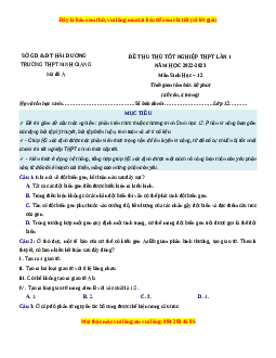 Đề thi thử Sinh học trường Ninh Giang - Hải Dương lần 1 năm 2023