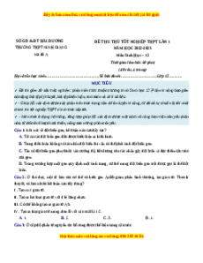 Đề thi thử Sinh học trường Ninh Giang - Hải Dương lần 1 năm 2023