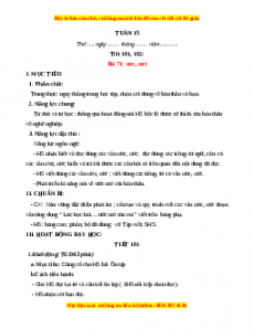 Giáo án Tuần 15 Tiếng việt lớp 1 Kết nối tri thức