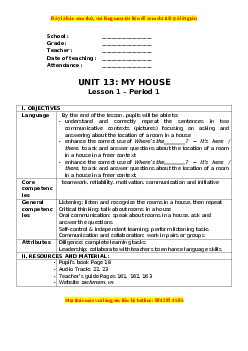 Giáo án Unit 13 Tiếng anh 3 global success